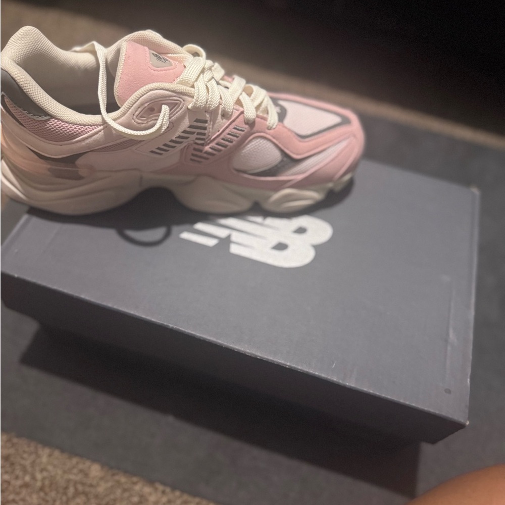 New Balance Pink and White Sneakers with Retro Design